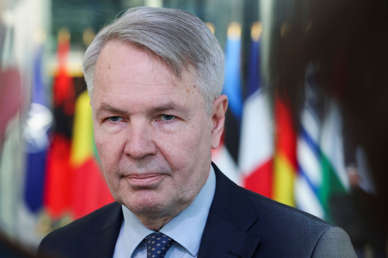 Finnish Foreign Minister?Pekka?Haavisto?arrives to take part in a NATO foreign ministers meeting at the Alliance's headquarters in Brussels, Belgium, on March 4.