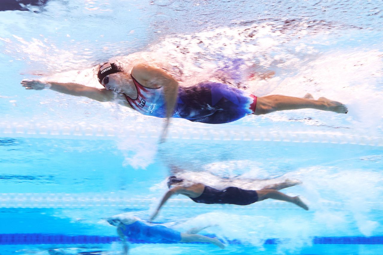 Katie Ledecky of Team USA competes in the final of the women's 1500m freestyle swimming event on July 31.