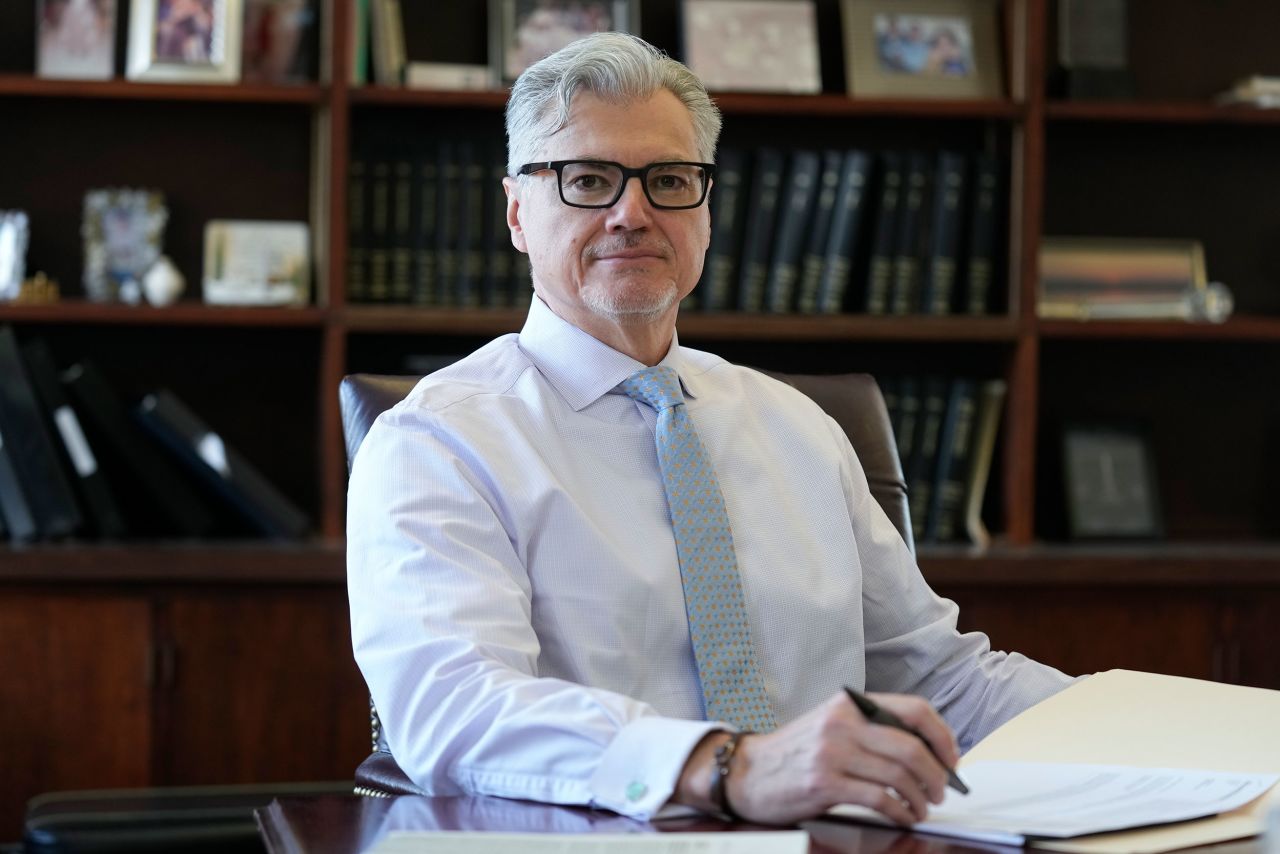 Judge Juan Merchan poses for a picture in his chambers in New York, in March.