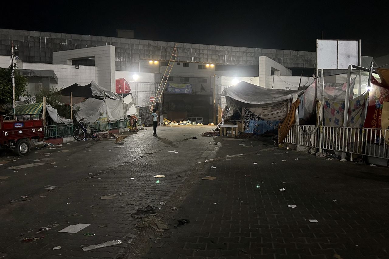 The exterior of Al-Shifa hospital is seen Gaza City on November 10.