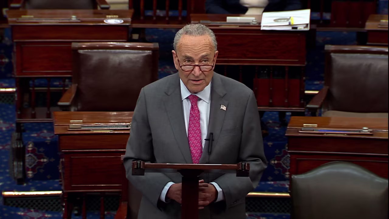 Senate Majority Leader Chuck Schumer speaks at the Capitol on August 10, 2021.