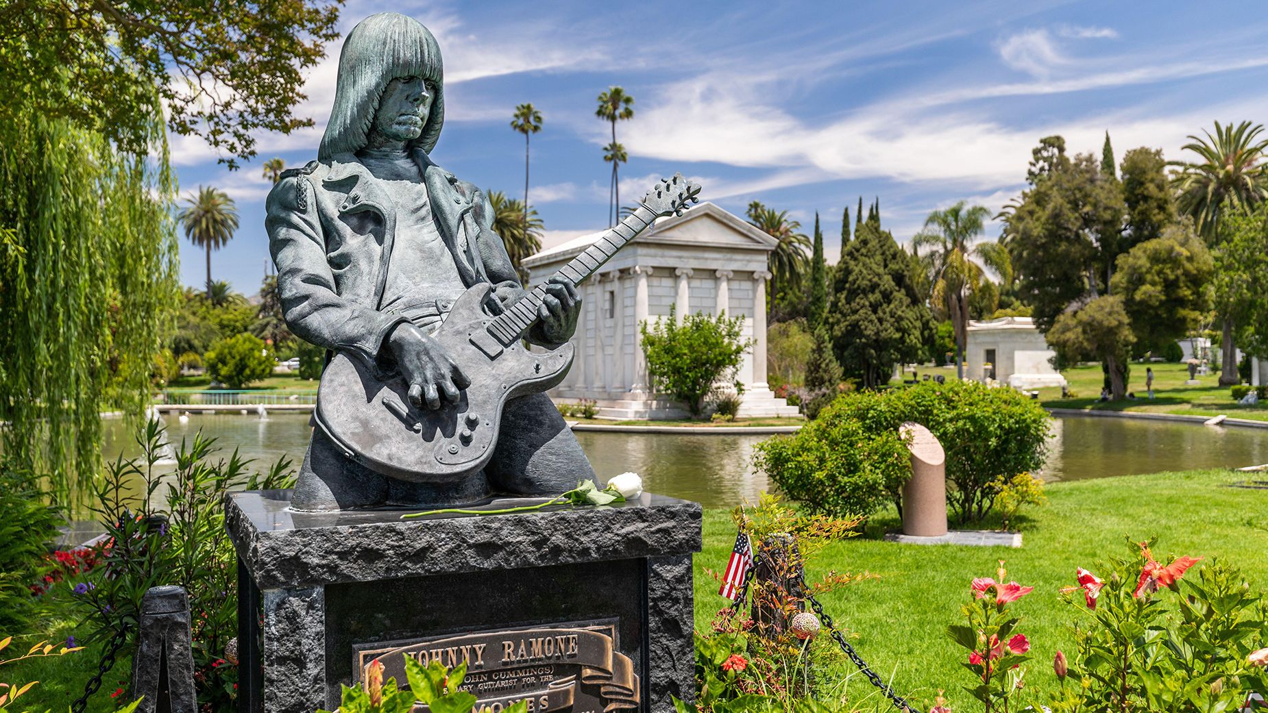 Johnny Ramone's tombstone keeps his memory alive at the Hollywood Forever cemetery in Los Angeles, where dozens of stars are buried.