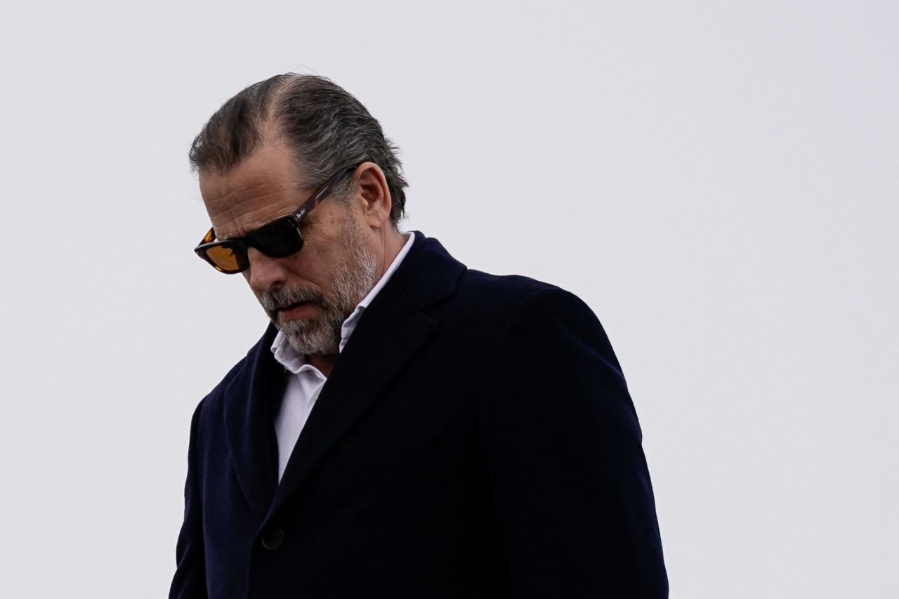 Hunter Biden disembarks from Air Force One at Hancock Field Air National Guard Base in Syracuse, New York, in February.