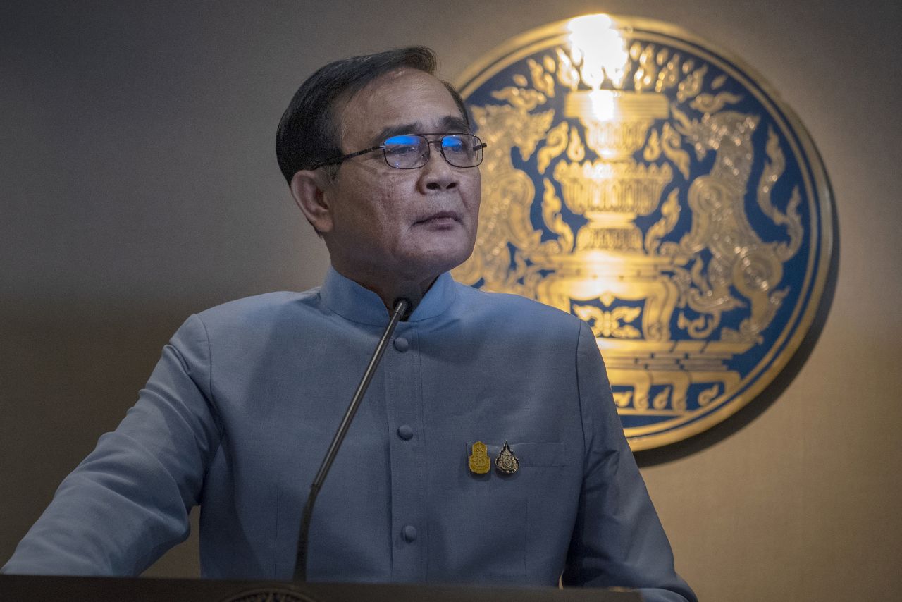 Thailand's Prime Minister, Prayut Chan-o-cha, speaks to members of the press in Bangkok, Thailand, on March 26, 2019.
