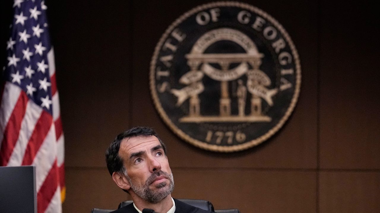 Chief Judge Robert McBurney, of the Superior Court of Fulton County, sits in his courtroom, Monday, Aug. 14, 2023, in Atlanta.