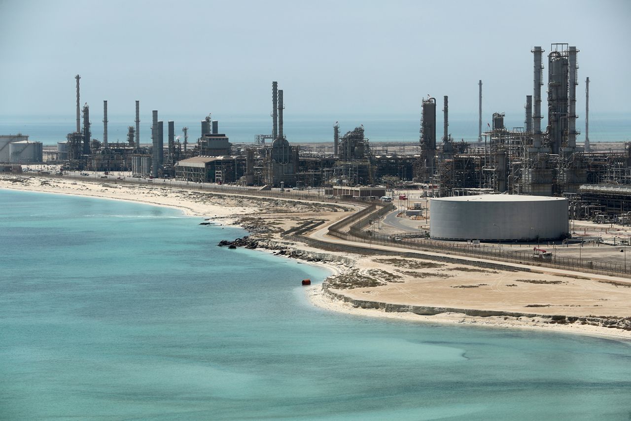 General view of Saudi Aramco's Ras Tanura oil refinery and oil terminal in Saudi Arabia in May 2018. 