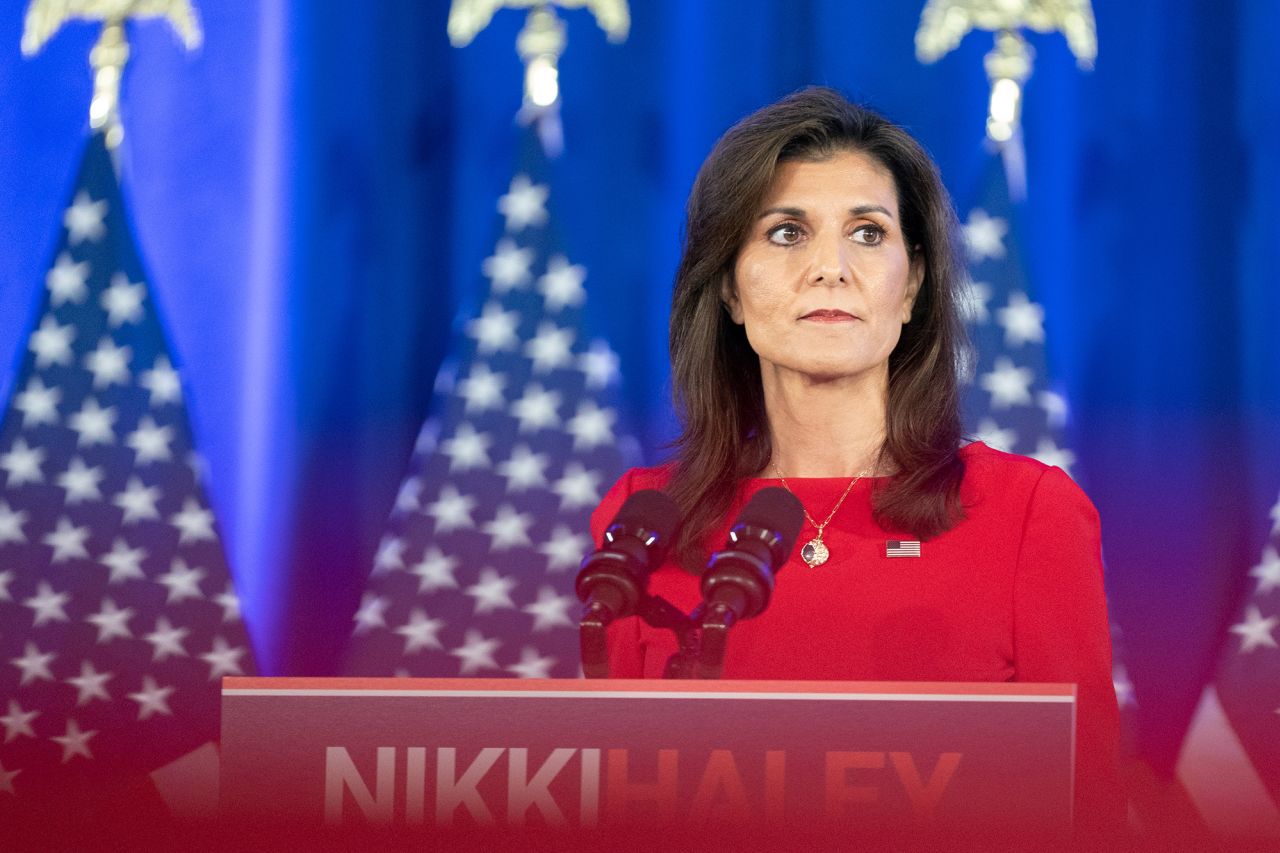 Nikki Haley delivers remarks in Daniel Island, South Carolina, on March 6. 