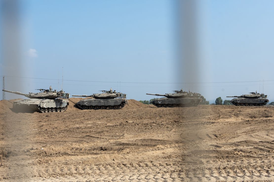 Tanks on the move in Israel near the border with Gaza on November 1.