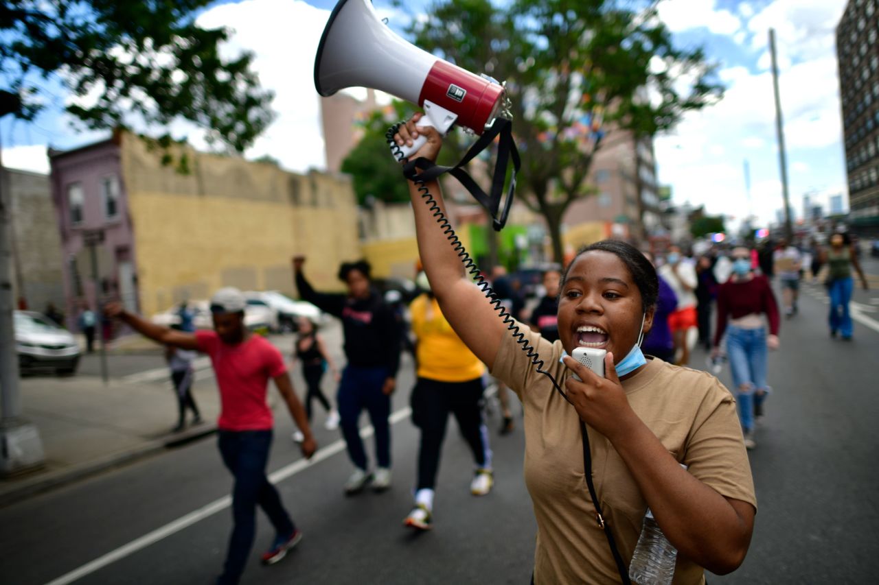 Protesters march in Philadelphia on Monday, June 1.