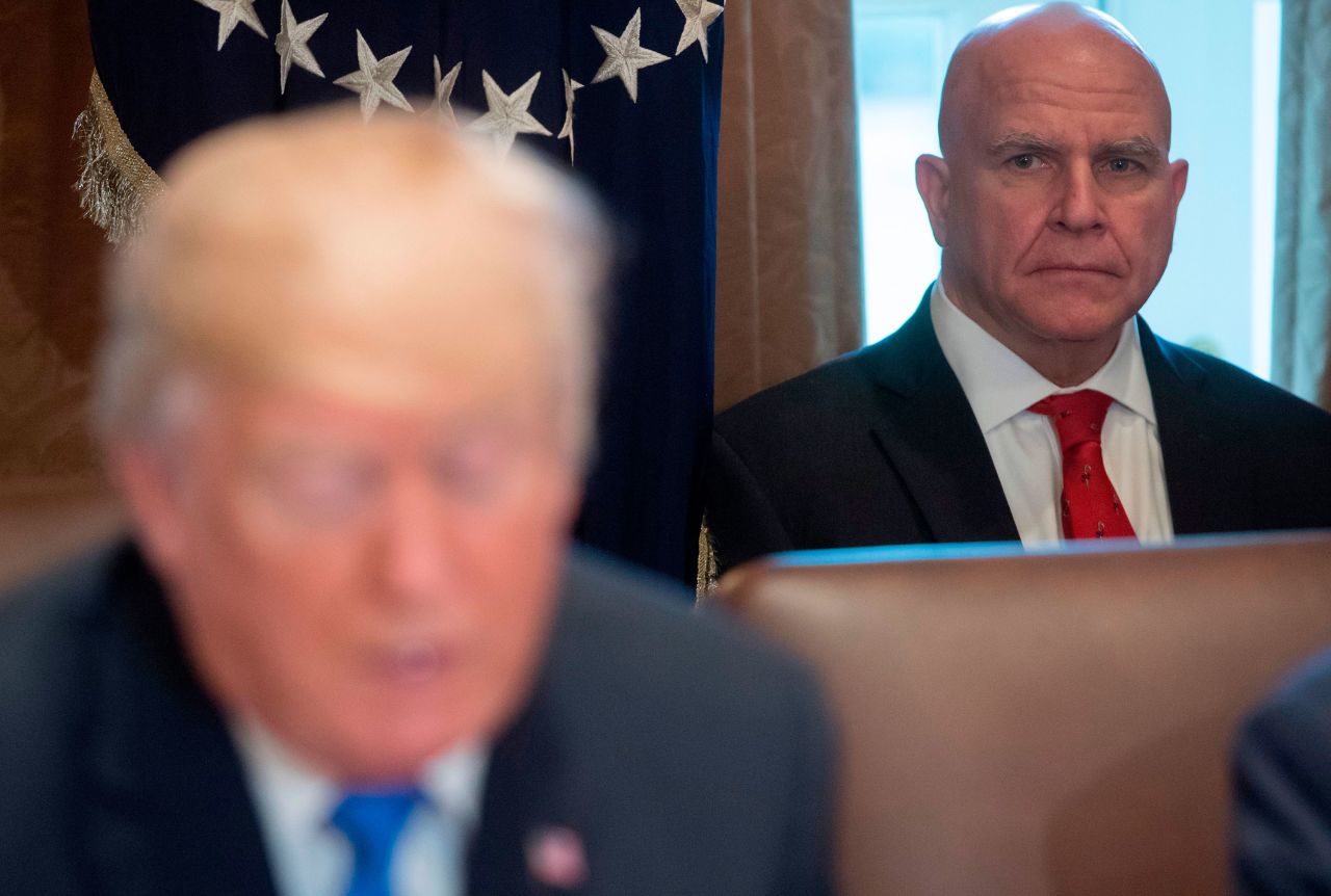 National Security Adviser H.R. McMaster listens as President Donald Trump speaks during a cabinet meeting at the White House in 2017.