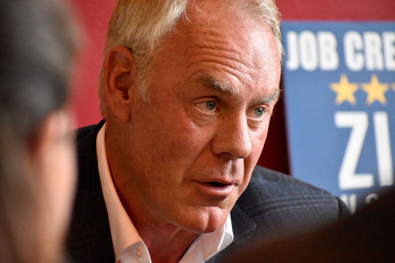 Ryan Zinke speaks to business community members during a meeting in Bozeman, Montana, on September 30. 