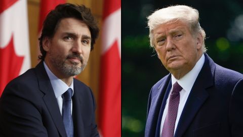Canadian Prime Minister Justin Trudeau, left, and US President Donald Trump.