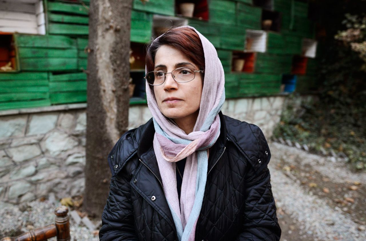 Human rights lawyer Nasrin Sotoudeh is photographed in the garden of her office on December 9, 2014 in Tehran, Iran.