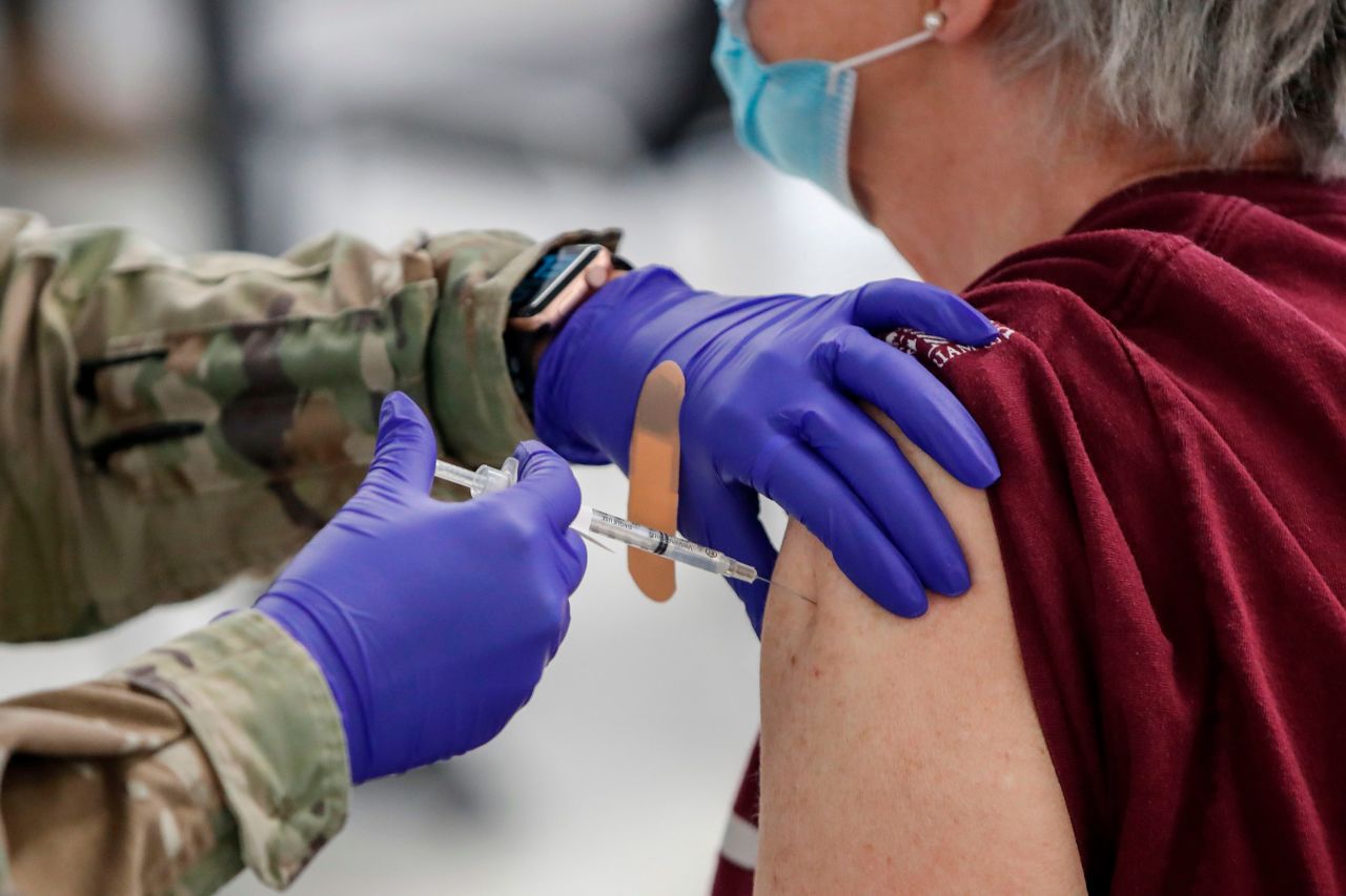 A woman receives a Pfizer Covid-19 vaccine at a vaccination center in River Grove, Illinois, on February 3. 