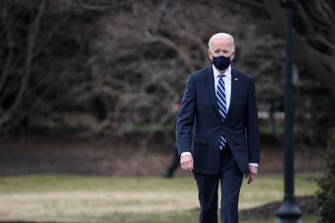 US President Joe Biden walks to Marine One at the White House on March 16.