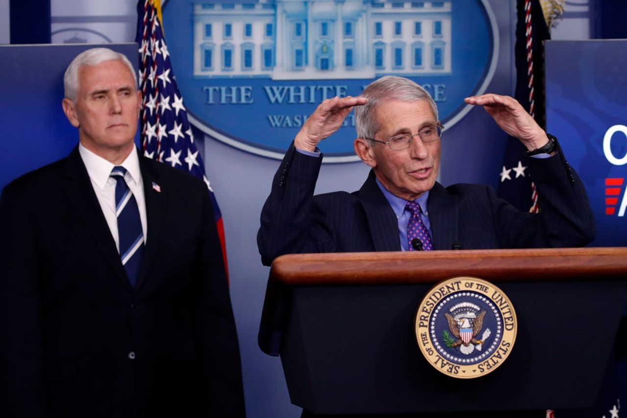 Dr. Anthony Fauci speaks at a coronavirus task force briefing at the White House on Thursday, April 16, in Washington. 