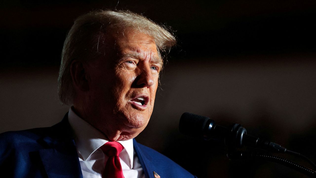 Former President Donald Trump speaks during a campaign rally in Erie, Pennsylvania, last month. 