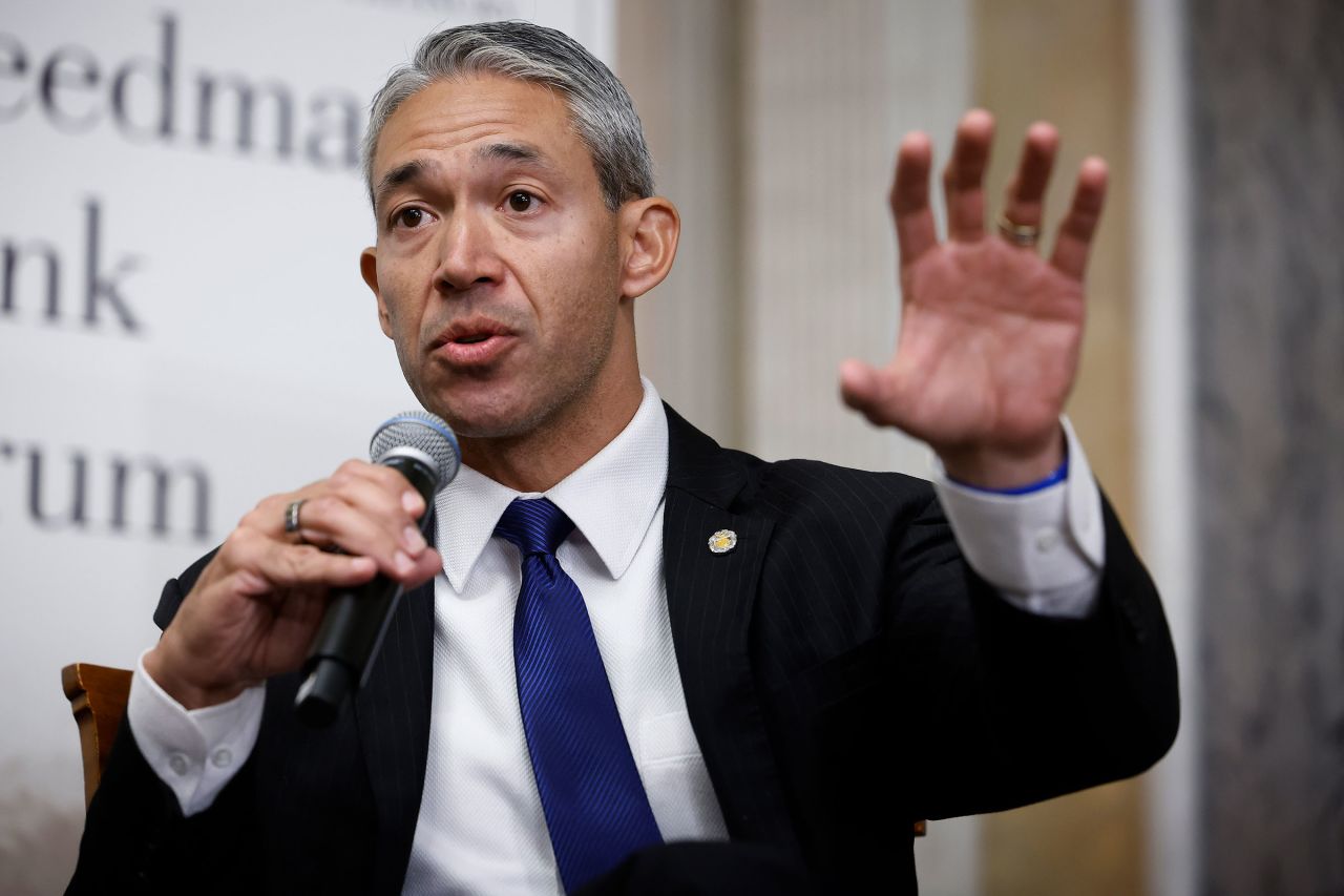 San Antonio Mayor Ron Nirenberg participates in an opening question-and-answer session during the Freedman's Bank Forum in the Cash Room at the Treasury Department in October 2022 in Washington, DC. 