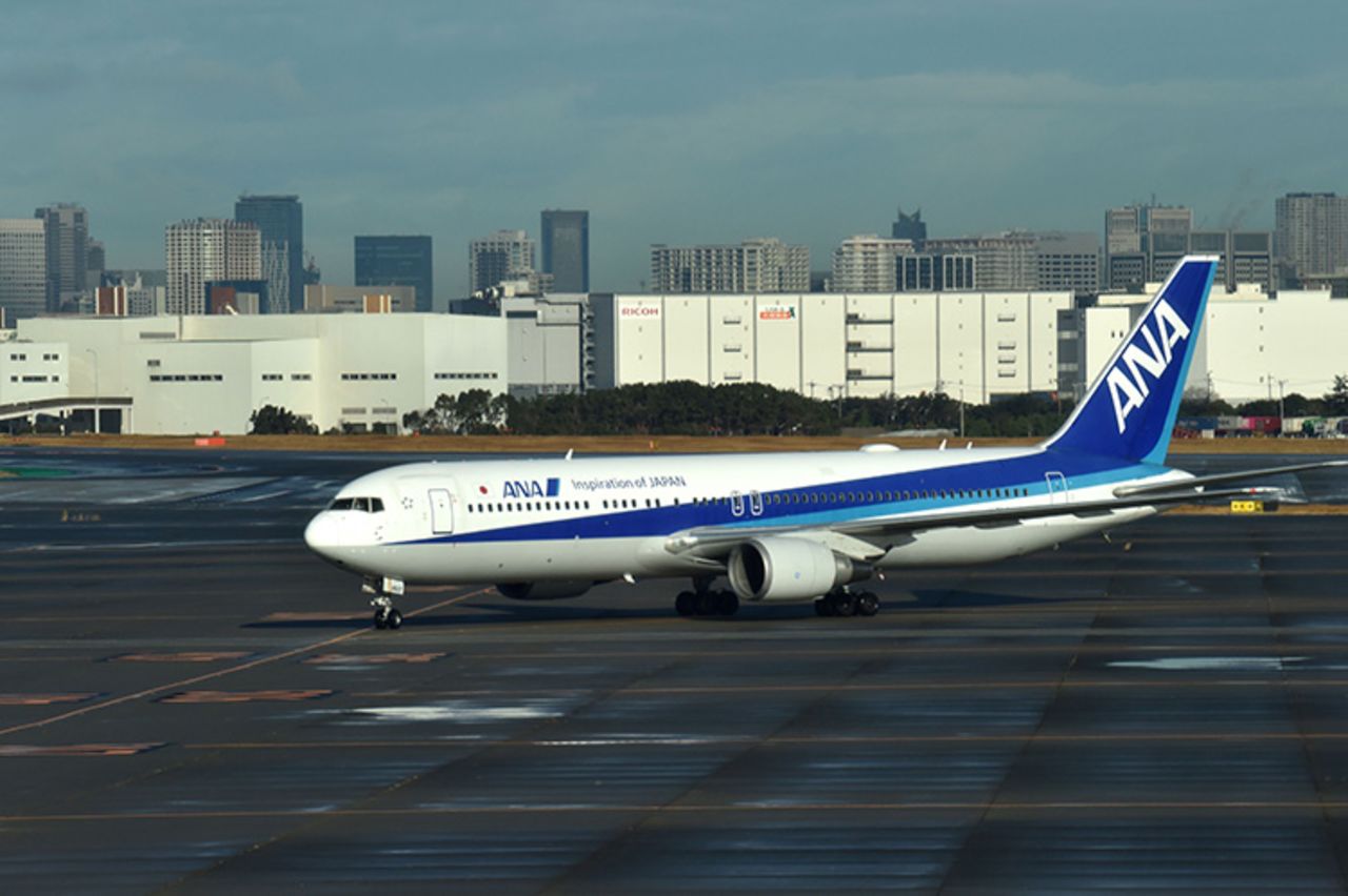 The first charter flight from the Chinese city of Wuhan, which was arranged by Japan's government to evacuate its citizens, lands at Haneda airport in Tokyo.