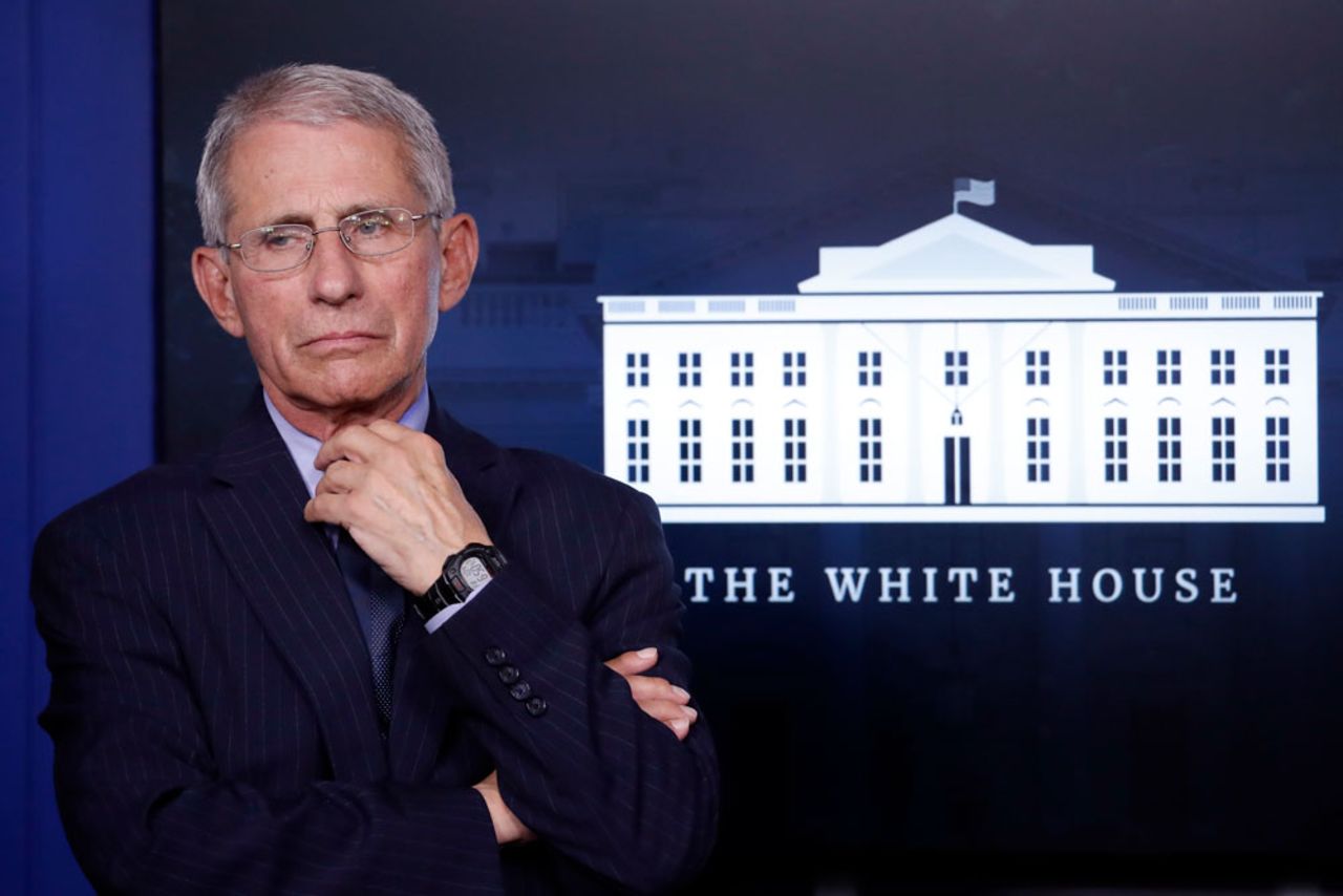 Dr. Anthony Fauci, director of the National Institute of Allergy and Infectious Diseases, listens during a briefing about the coronavirus at the White House on Wednesday, April 1, in Washington.