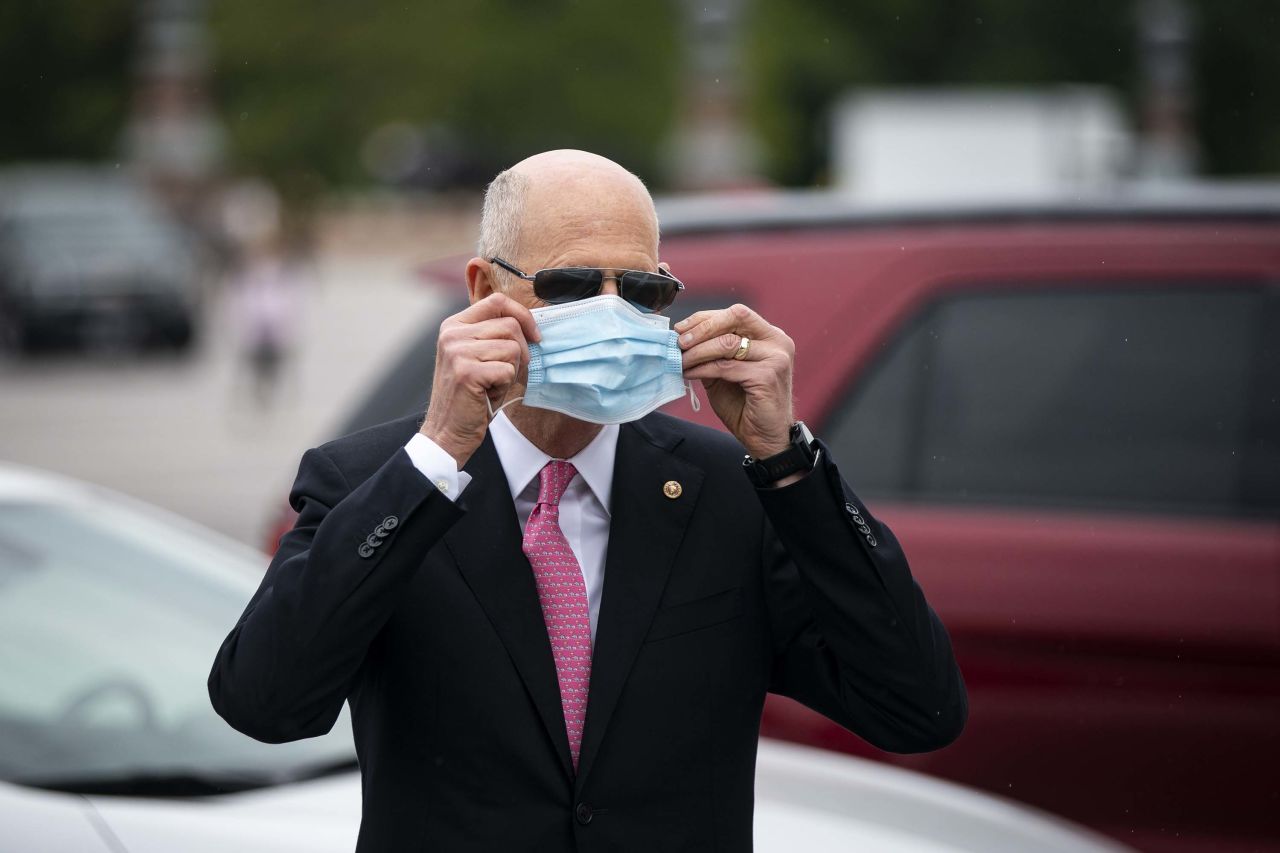 Senator Rick Scott is pictured outside the U.S. Capitol in Washington, D.C., on May 14.