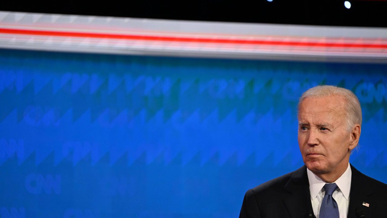 President Joe Biden participates in a debate at CNN's Atlanta studios on June 27. 