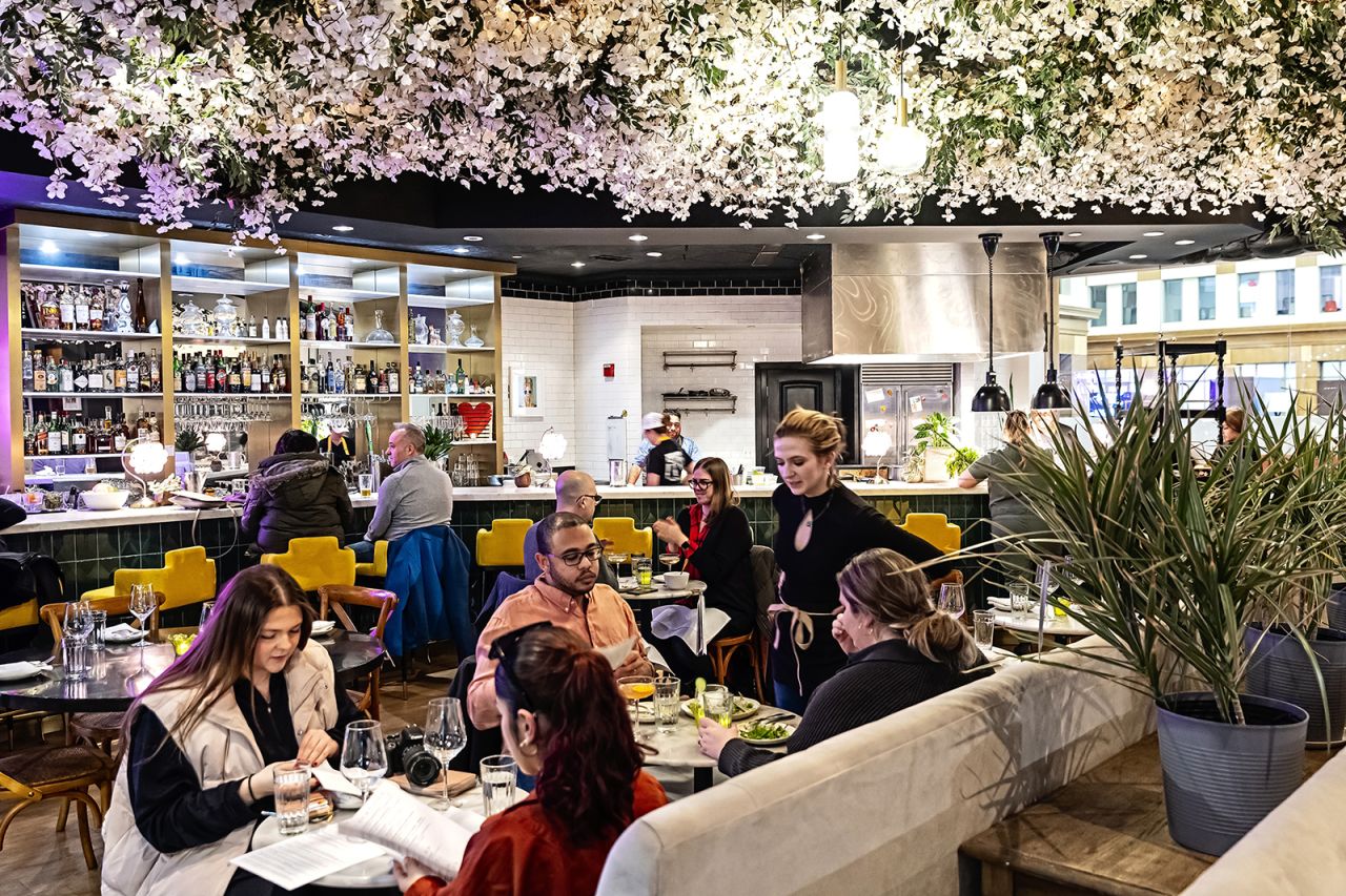 People dine in a restaurant in Alexandria, VA, on February 17.