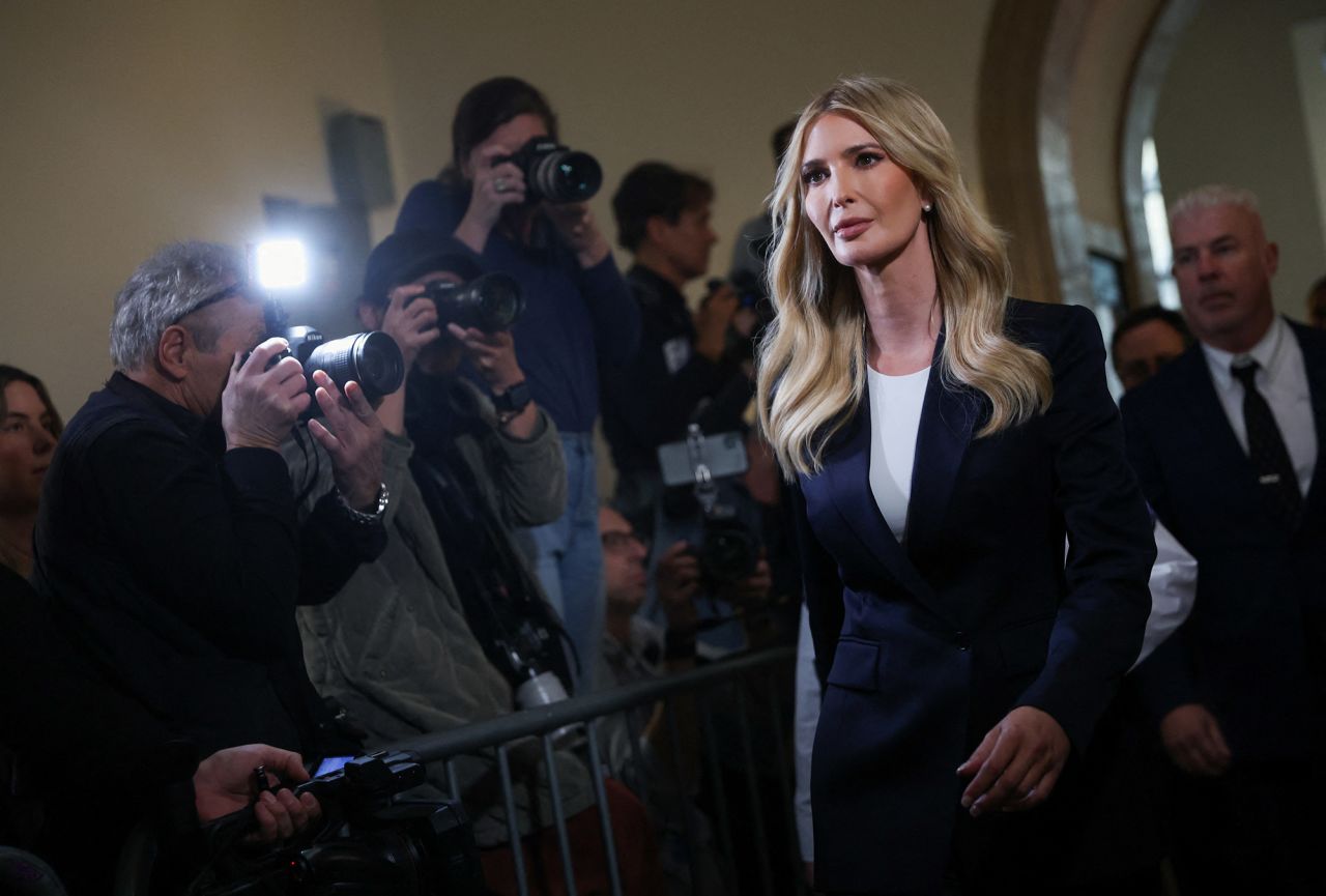 Ivanka Trump walks the hallway as she attends the Trump Organization civil fraud trial, in New York, in November 2023.