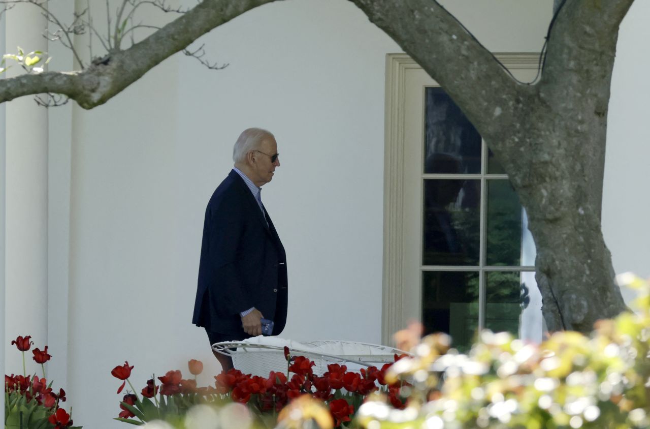 US President Joe Biden arrives at the White House in Washington, DC, on April 13.