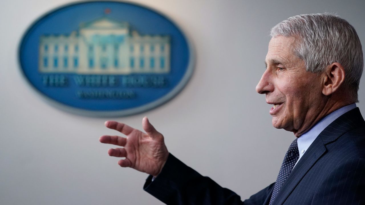 Dr. Anthony Fauci speaks with reporters at the White House on Thursday, January 21, in Washington, DC.