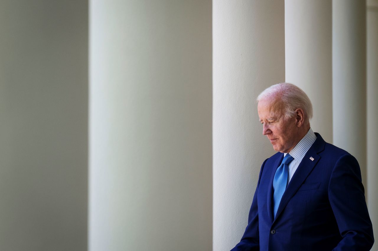 President Joe Biden arrives for an event in the Rose Garden of the White House in Washington, DC, on April 21, 2023. 