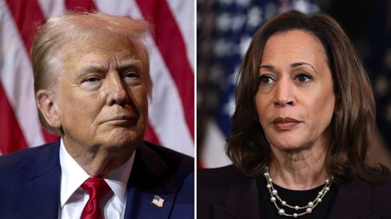 Former President Donald Trump, left, and Vice President Kamala Harris.