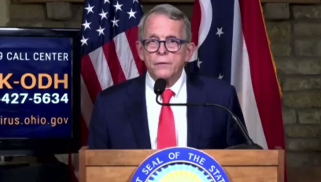 Gov. Mike DeWine speaks during a news conference on Thursday, September 10.