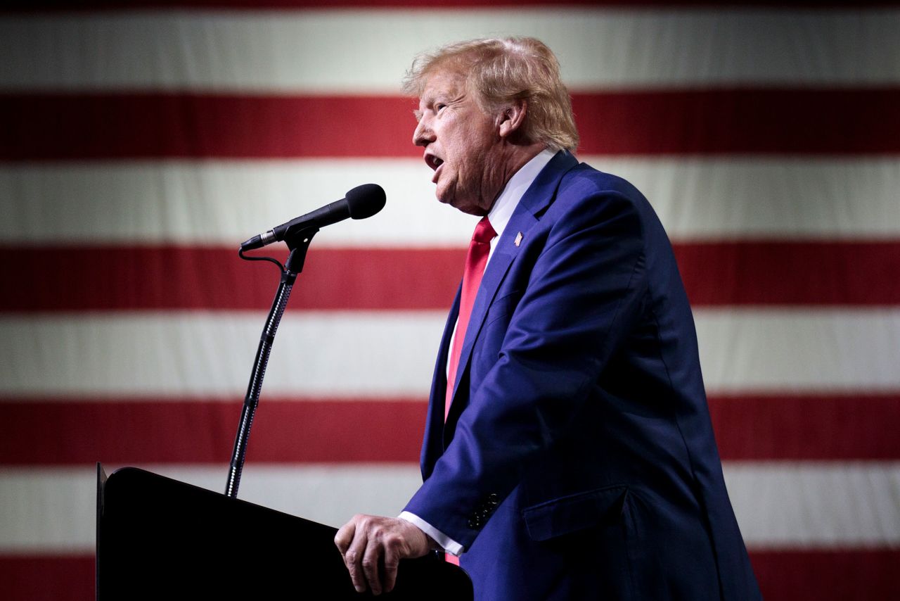 Former President Donald Trump speaks at a campaign rally in Reno in December 2023.