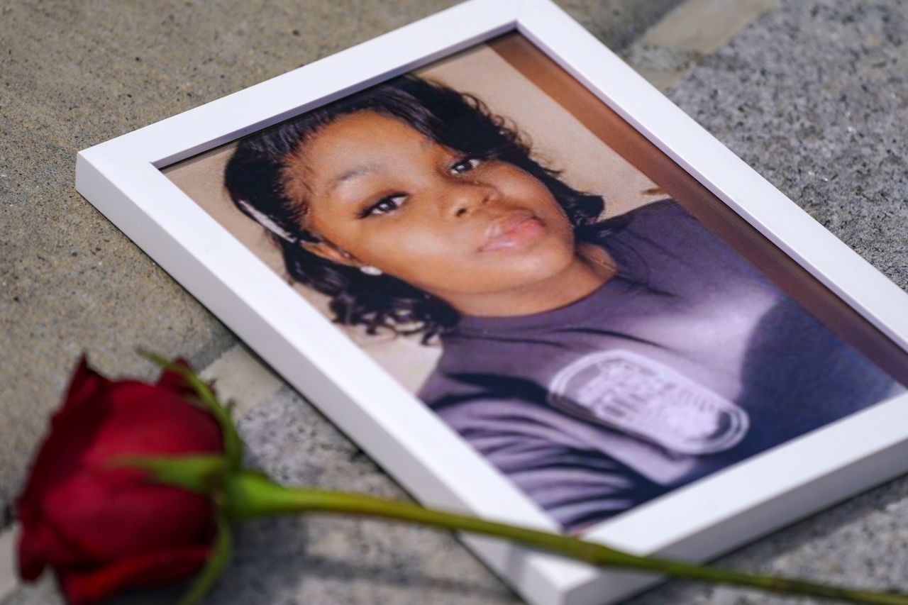 A photo of Breonna Taylor is seen among other photos of women who have lost their lives as a result of violence during the 2nd Annual Defend Black Women March on July 30, 2022, in Washington, DC. 