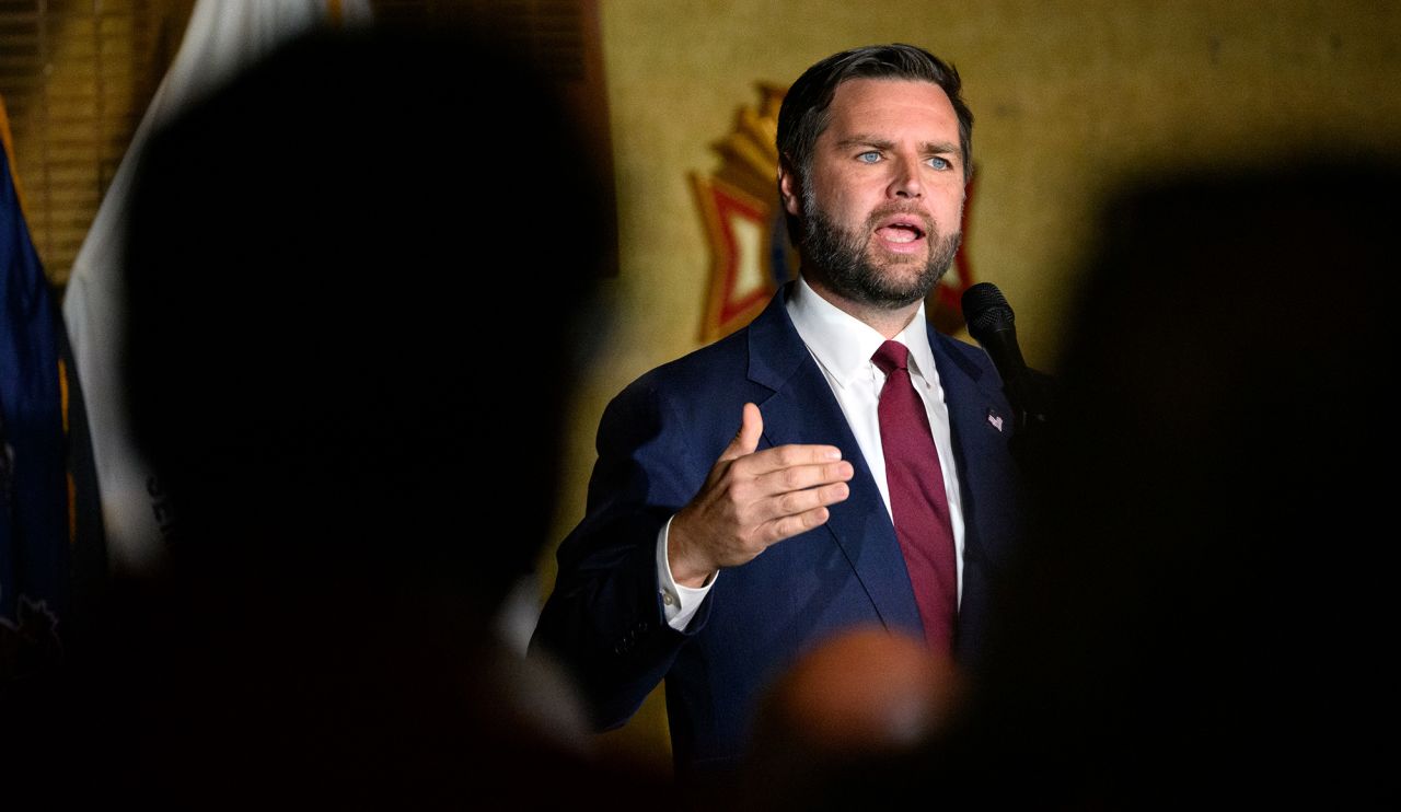 Republican vice presidential nominee JD Vance speaks at a campaign rally on August 15, in New Kensington, Pennsylvania. 