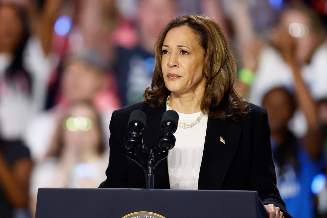 Vice President Kamala Harris speaks during a campaign event in Charlotte, North Carolina, on Thursday, September 12. 