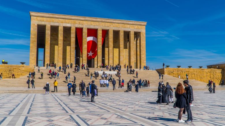 2FMPPJB Ankara, Turkey - March 13, 2021 - people at Mustafa Kemal AtatuÂ¨rk's Mausoleum at Anitkabir