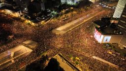 Protesters fill a street in Tel Aviv, Israel, on September 1.