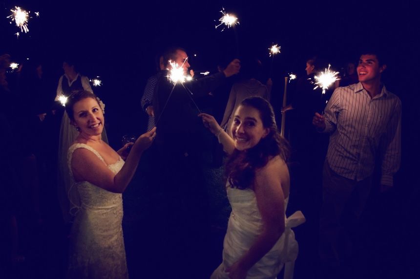 Here's Amy and Charlotte on their wedding day. Amy says her pervading feeling on the day was: “How did we end up with this fairytale? This is crazy.”