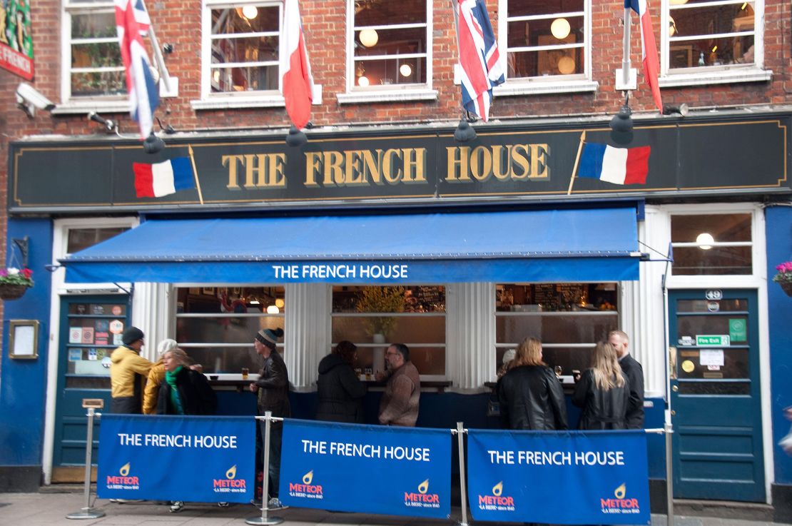 The French House, formerly known as the York Minister, is a pub and dining room in London's Soho.  Photographed in February 2024.