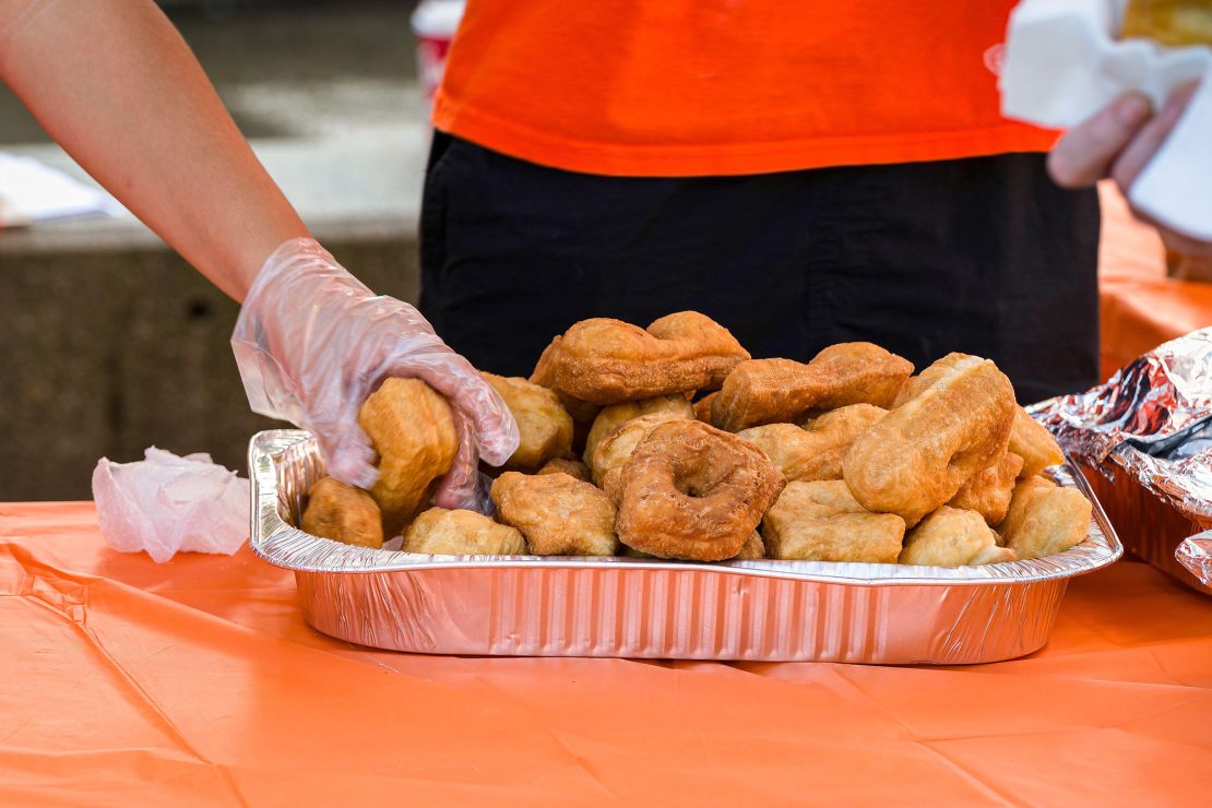 A tray of traditional bannock bread.