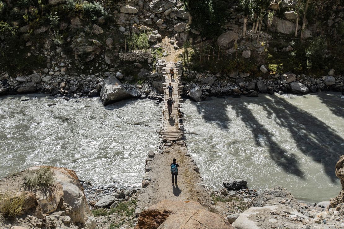 A river crossing in Pakistan's Nangma Valley.