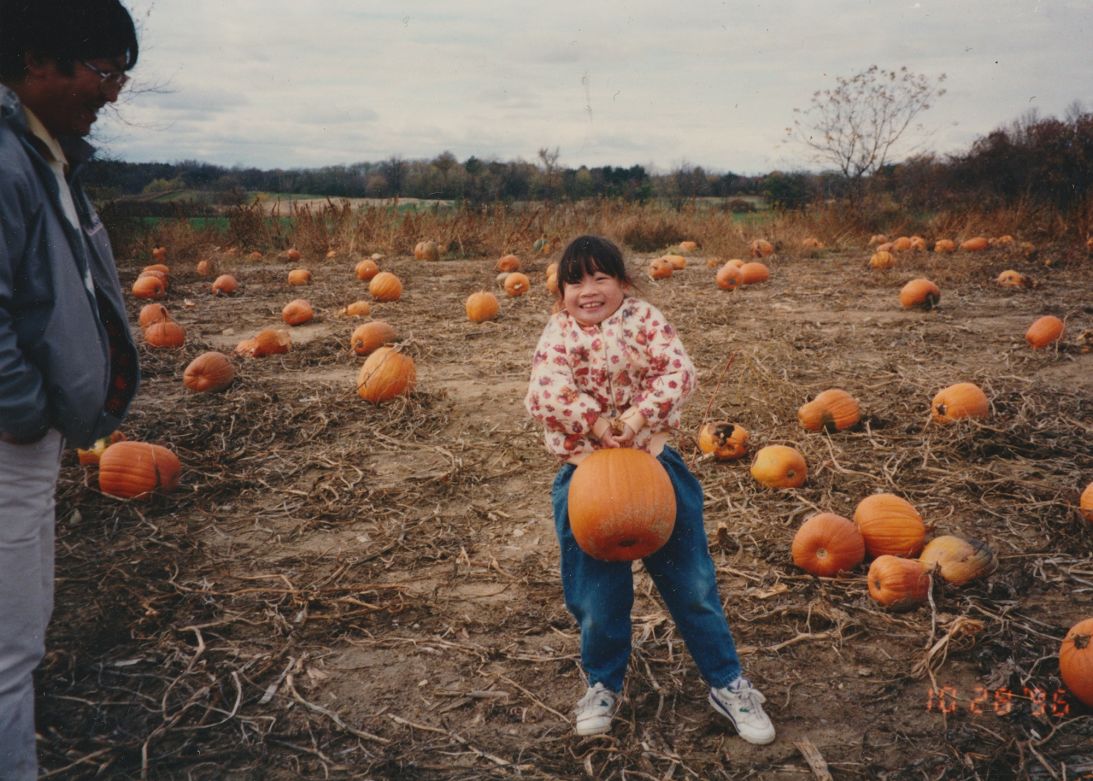 Pumpkin picking in Michigan in 1996.