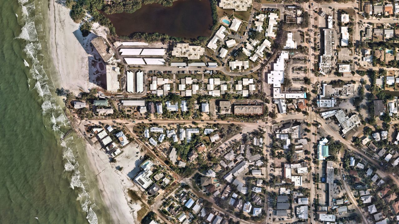 Avenida-Messina in Siesta Key, Florida, is seen before Hurricane Milton on September 29.