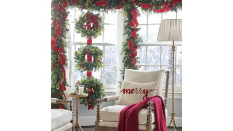 Christmas Cheer Cordless Garland With Bow