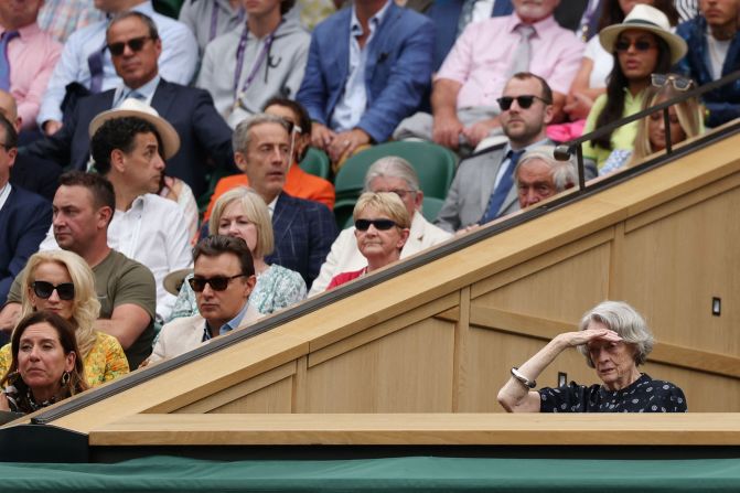 Smith watches the women's singles final tennis match at the 2023 Wimbledon Championships in London.