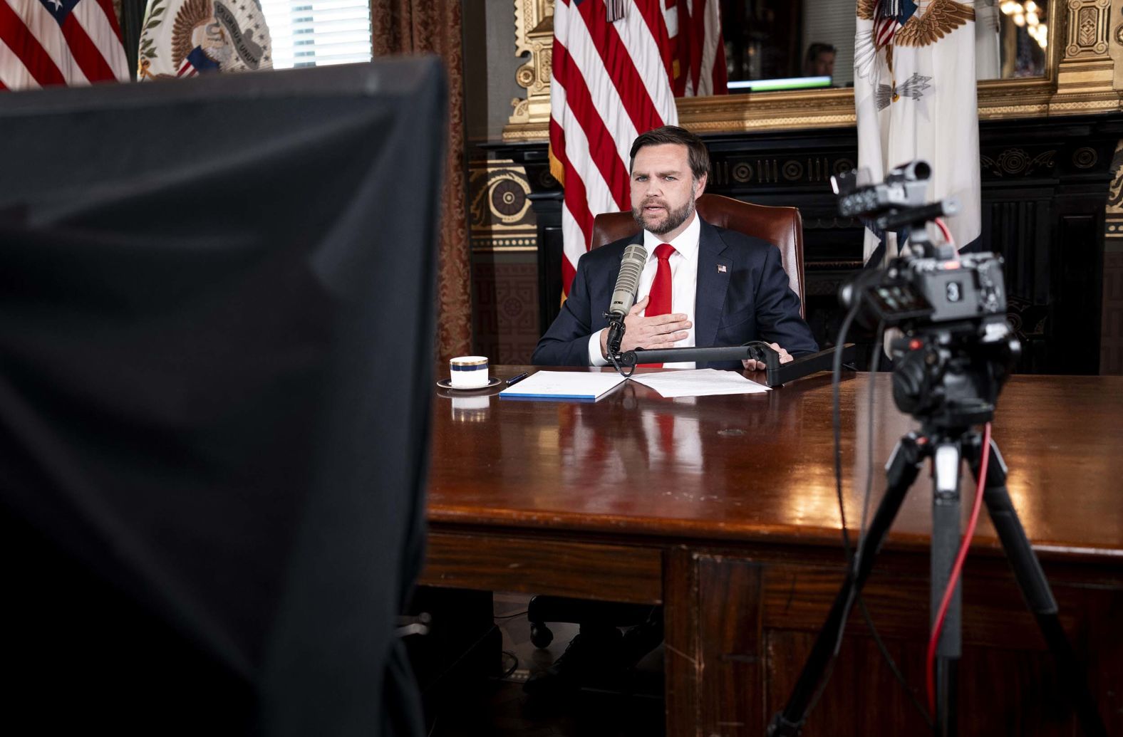 US Vice President JD Vance hosts an episode of "The Charlie Kirk Show" from the White House on Monday, September 15. The podcast’s executive producer, Andrew Kolvet, <a href="index.php?page=&url=https%3A%2F%2Fwww.cnn.com%2F2025%2F09%2F15%2Fpolitics%2Fvideo%2Fjd-vance-hosts-charlie-kirk-show-digvid">said Vance asked to host Kirk’s show</a> after Kirk was assassinated last week.