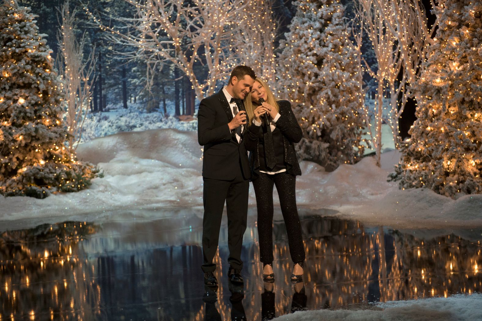 Streisand performs with Michael Buble during his 2014 Christmas special.