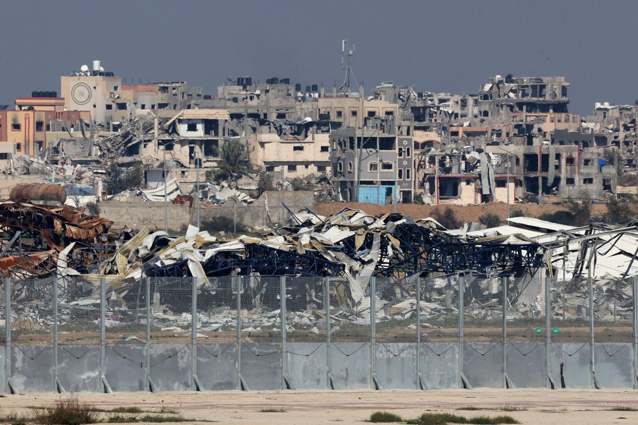 Damaged buildings and infrastructure in Gaza on January 19.